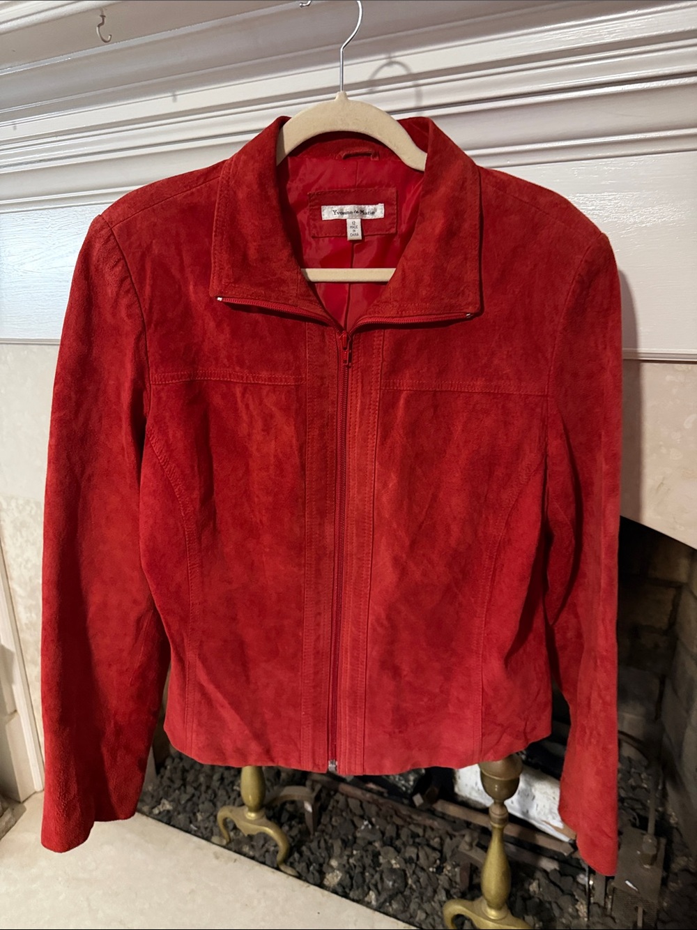 Women's Rust Suede Zip-Front Leather Jacket size 12